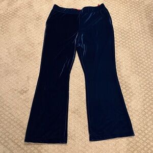 Isaac Mizrahi Navy Blue Velvet Boot Cut Pants with pull-on stretch waist